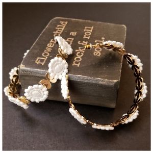 handmade flower child hoop earrings